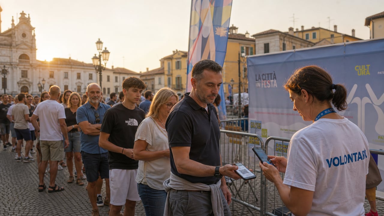 Ingresso ordinato di un evento locale con controllo QR