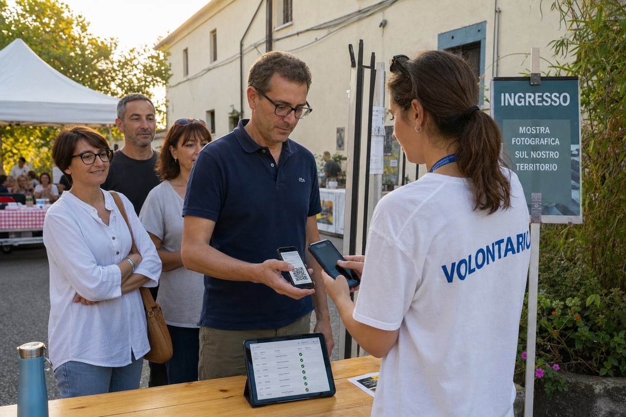 Check-in ordinato con QR code a un evento locale